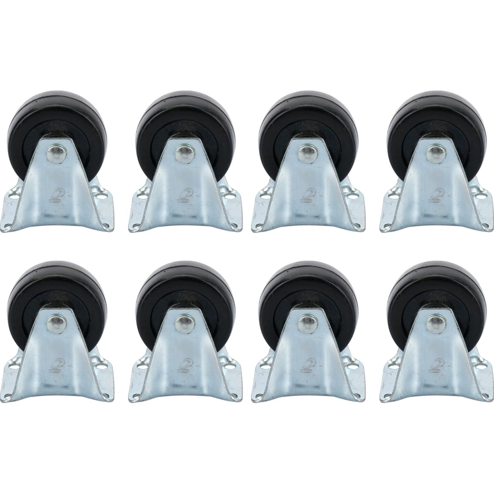 Изображение товара Набор колес Caster 8шт./50мм неповоротные, черная резина 23050F-Н