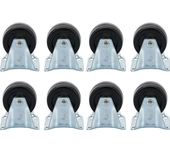 Изображение товара Набор колес Caster 8шт./50мм неповоротные, черная резина 23050F-Н