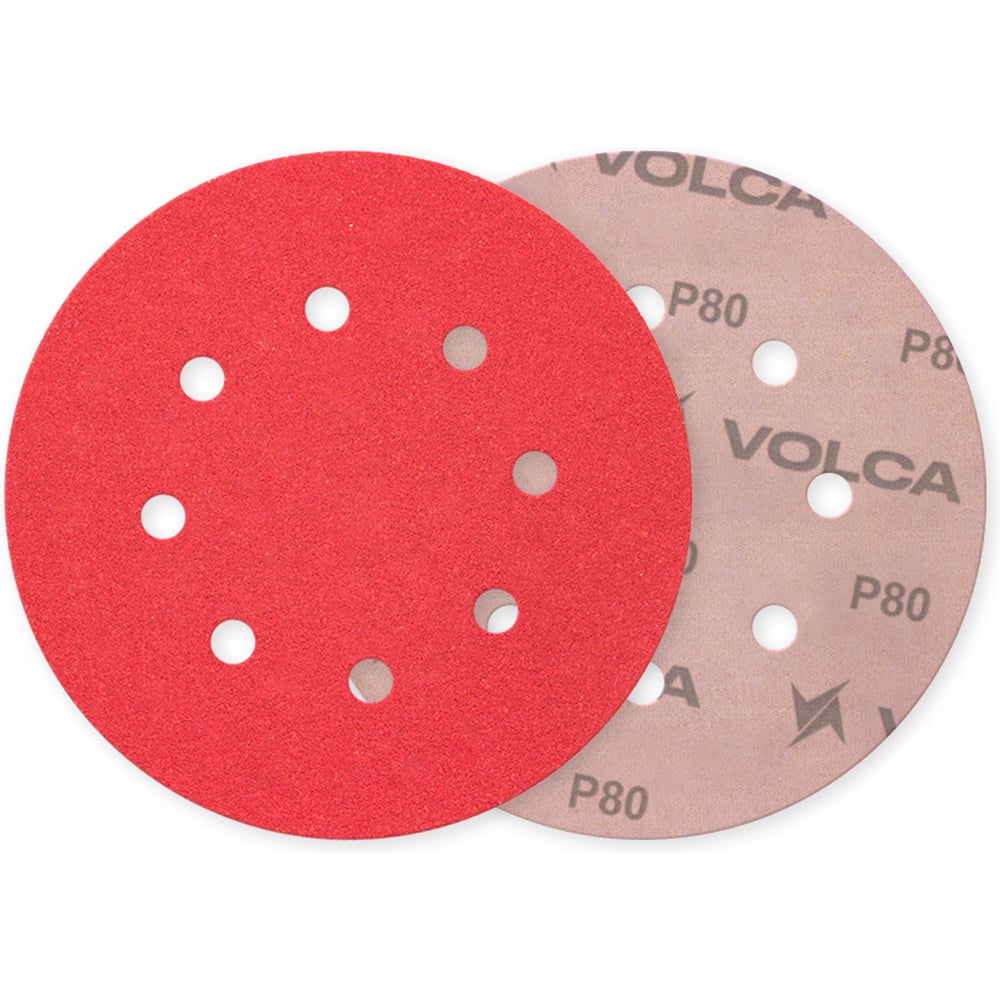 Изображение товара Диск абразивный керамика, 125 мм, 8 отв., Р 080 (упак.50 шт) VOLCA 70125080080