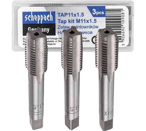 Изображение товара Метчик Scheppach M11x1,5 (3шт) Sch-TAP11x1.5(62779)