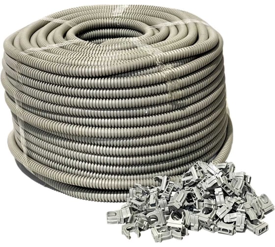 Изображение товара Труба гофрированная с крепежными клипсами KOPOS Монофлекс ПВХ легкая 350N серая с/з d25 мм 1425 (K75DK) Mflex-1425_K75DK