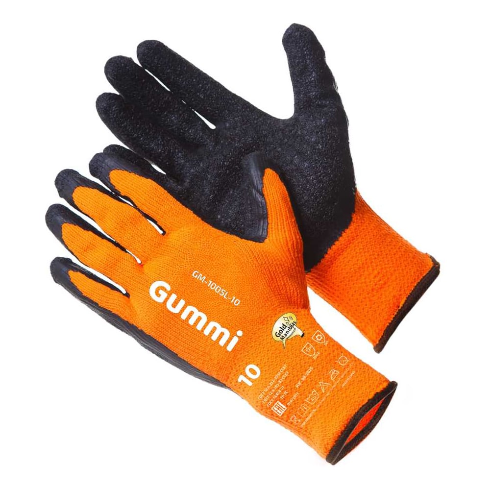 Изображение товара Теплые зимние перчатки GOLD MANIBUS Gummi из 70 акрила оранж размер XL