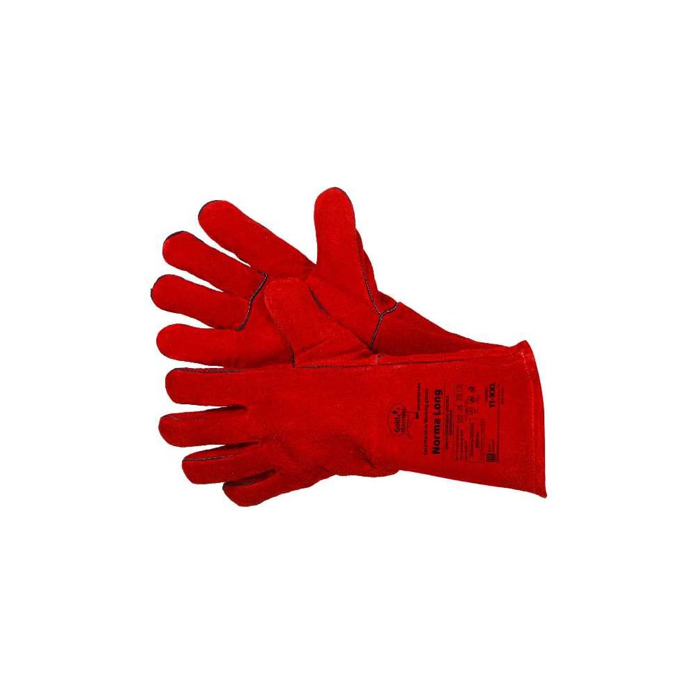 Изображение товара Краги спилковые GOLD MANIBUS Norma Long оранжевые Cowsplit Leather Welding Gloves р.11 (XXL) 12/60 GM-1011LT-4011