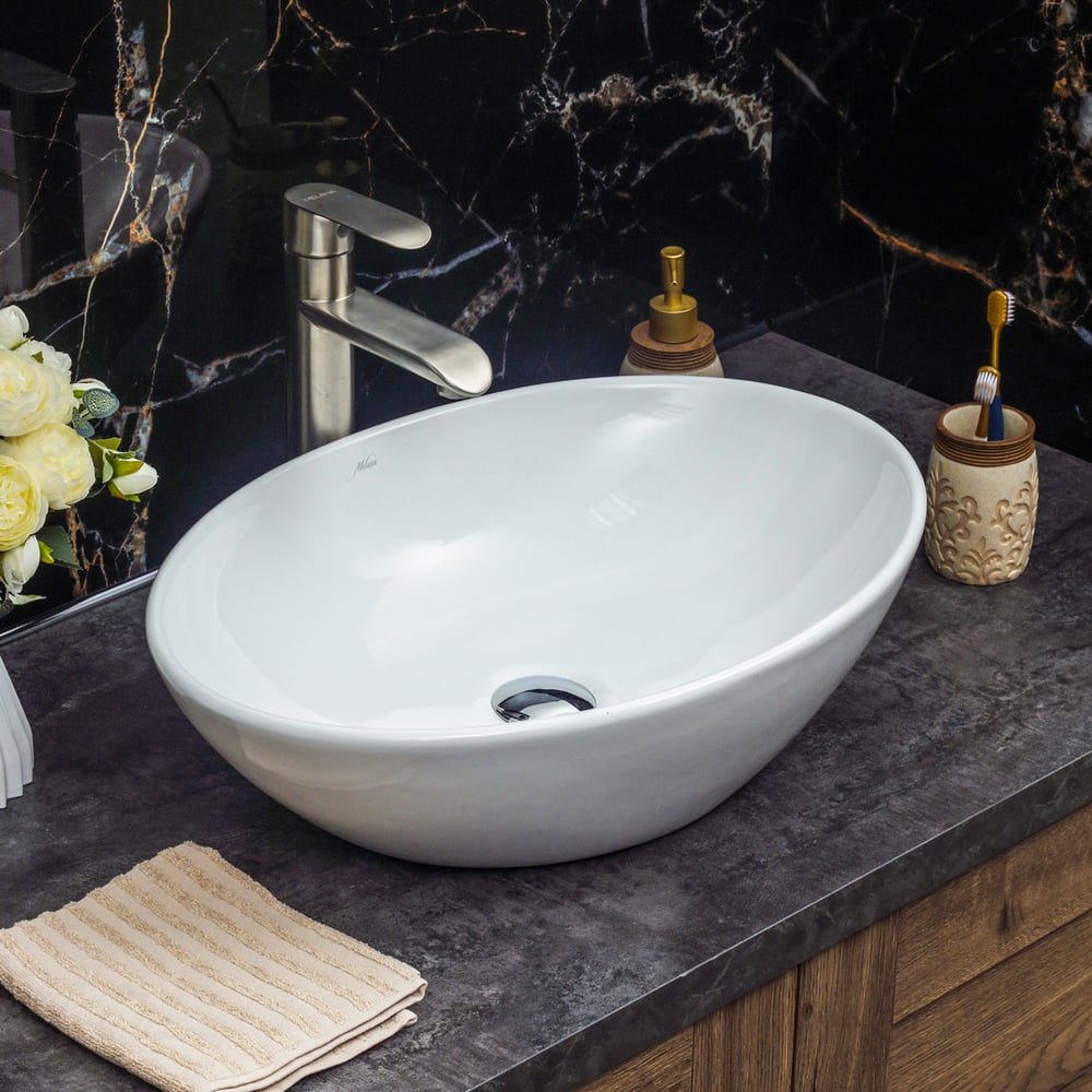 Изображение товара Современная овальная раковина MELANA MLN-320361 белая для ванной комнаты