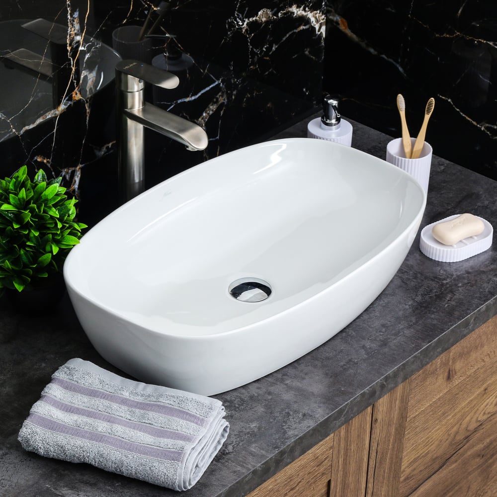 Изображение товара Раковина MELANA MLN-78329 (A500A), современная керамическая раковина овальной формы