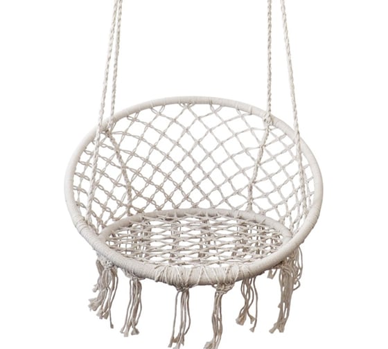 Изображение товара Подвесные качели кресло-гамак ZDK белый, с кисточками hammock4