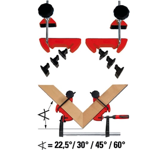 Изображение товара Система угловых струбцин BESSEY для углов 22,5 град., 30 град., 45 град. и 60 град. BE-MCX