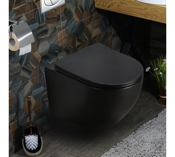 Изображение товара Унитаз подвесной безободковый MELANA MLN- матовый черный 310303MB