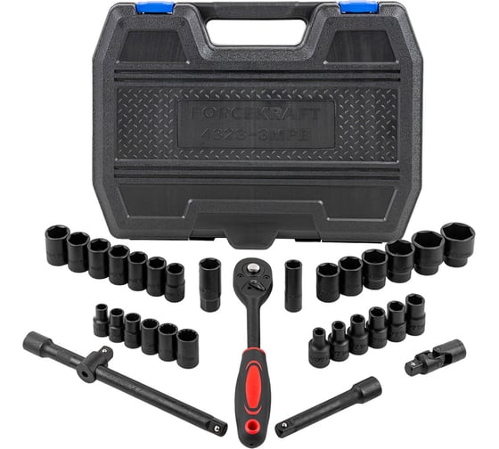 Изображение товара Набор инструментов ударных Forcekraft 32 предмета,1/2(8-32мм,6гр.)(10,12,14,15,17,19,36мм-12гр) FK-4323-3MPB(57400)
