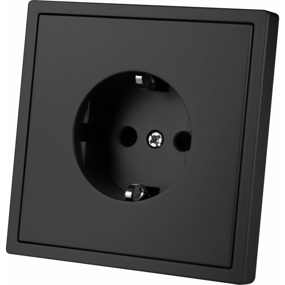 Изображение товара Розетка Vell черная, электрическая, 1 пост, с тонкой пластиковой рамкой {BK1P-EU-Grand} 1394918