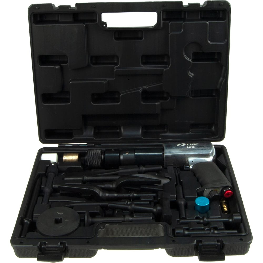 Изображение товара Пневмомолоток с набором зубил и насадок 19 предметов в кейсе LIGE 314880