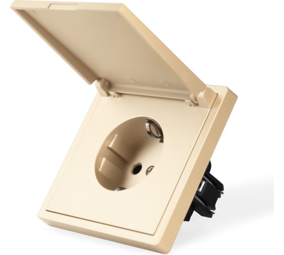 Изображение товара Розетка Vell золотая, электрическая с защитной крышкой, 1 пост, с тонкой пластиковой рамкой {GD-EUW-Grand} 1394924