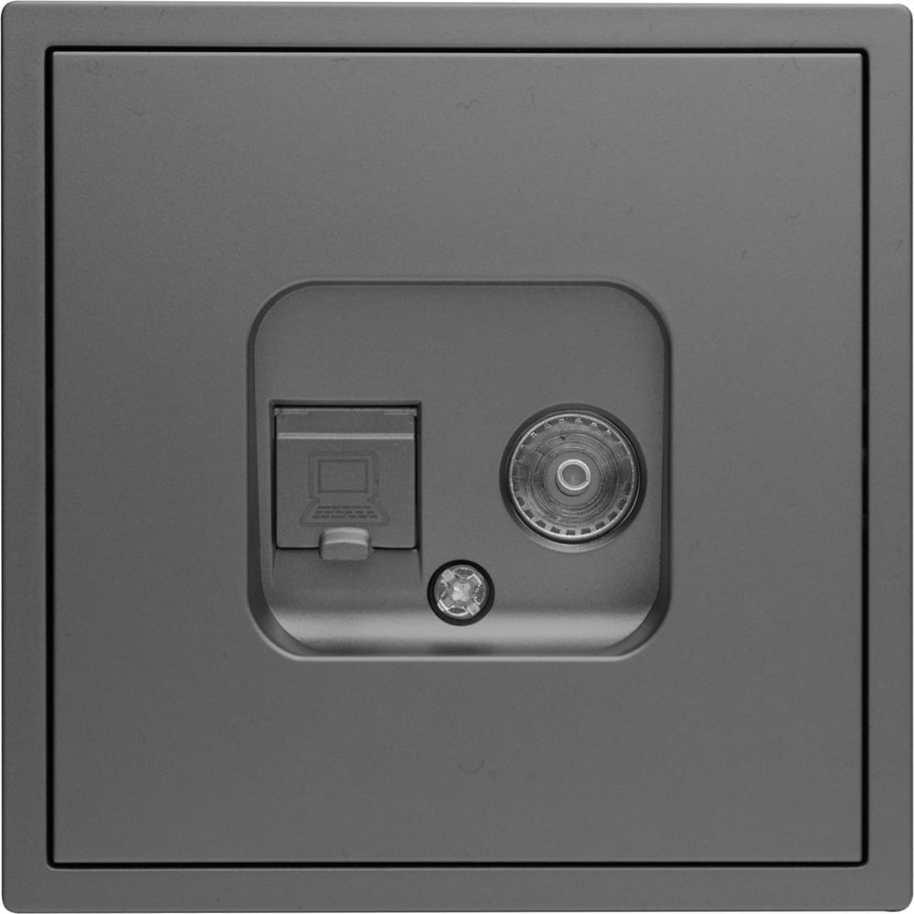 Изображение товара Розетка Vell серая, 1 пост, TV + RJ (CAT 6) разъем, с тонкой пластиковой рамкой {GY- TV-RJ-Grand} 1394939