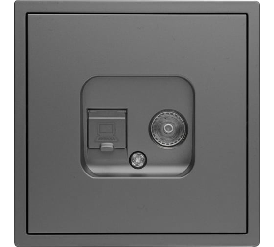 Изображение товара Розетка Vell серая, 1 пост, TV + RJ (CAT 6) разъем, с тонкой пластиковой рамкой {GY- TV-RJ-Grand} 1394939