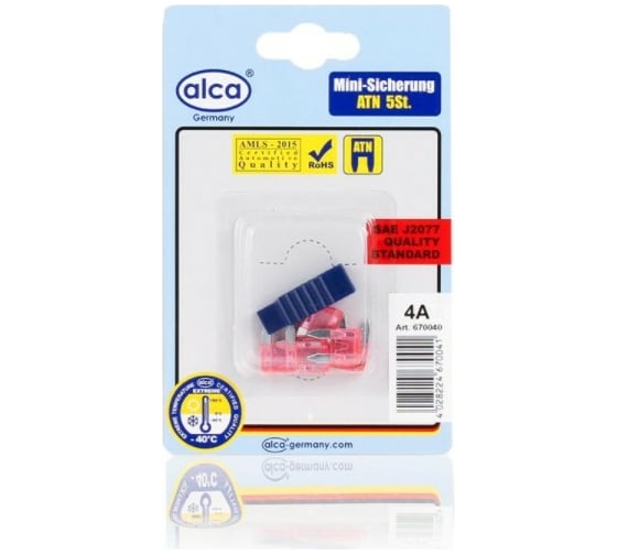 Изображение товара Флажковый предохранитель Alca мини 4 A, 5 шт в блистере 670040
