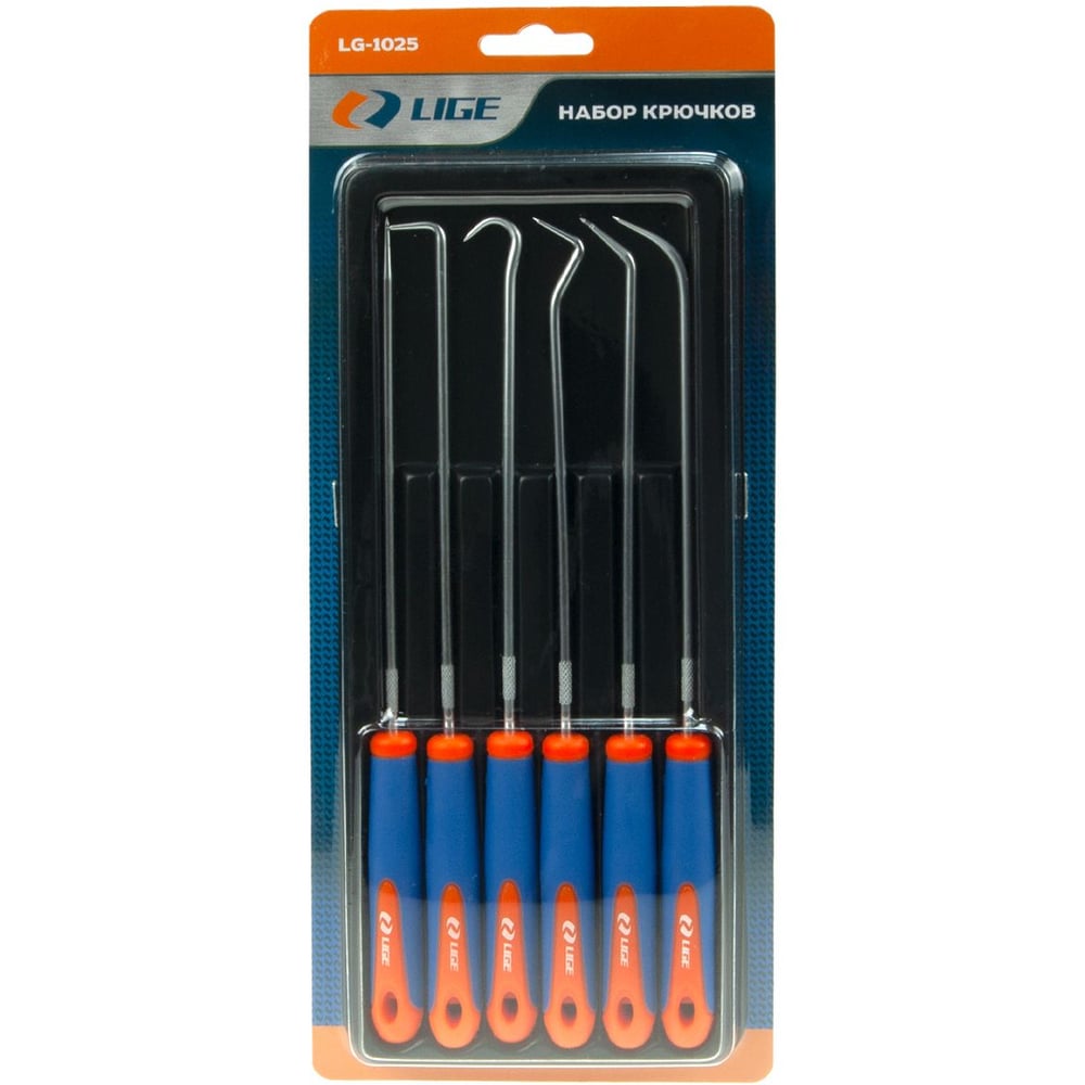 Изображение товара Набор крючков LIGE 6 пр. (45, 90, 135, 180 мм) LG-1025 для дома и офиса