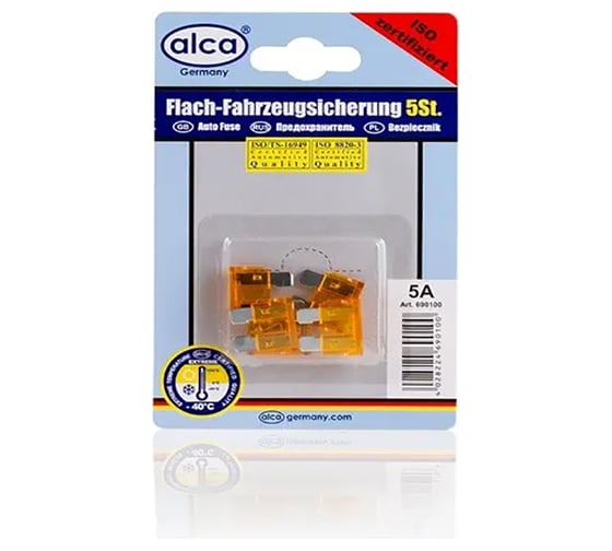 Изображение товара Флажковый предохранитель Alca 5 А, 5 шт. в блистере 690100