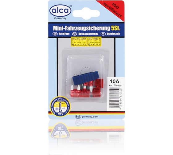 Изображение товара Флажковые предохранители Alca мини 10 А. 5 шт. в блистере 670300
