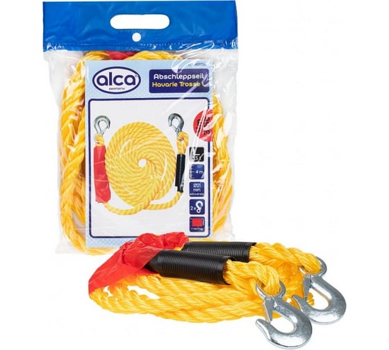 Изображение товара Буксировочный трос с карабинами Alca 3500 кг, 4 м, 21 мм 403300