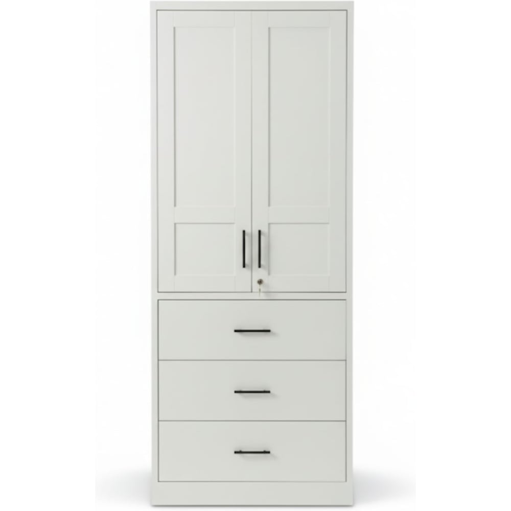 Изображение товара Гардеробный шкаф GRETTE 2000х800х500 с выдвижными ящиками сталь белый