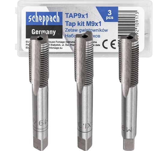 Изображение товара Метчик Scheppach M9x1 (3шт) Sch-TAP9x1(62786)