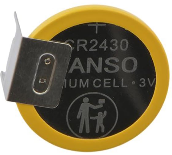 Изображение товара Литиевая батарейка FANSO CR2430-VAY3 дисковая (таблетка; button) с дополнительными выводами для приборов, счетчиков, автомобилей, Li-MnO2 (10 шт) 7054460