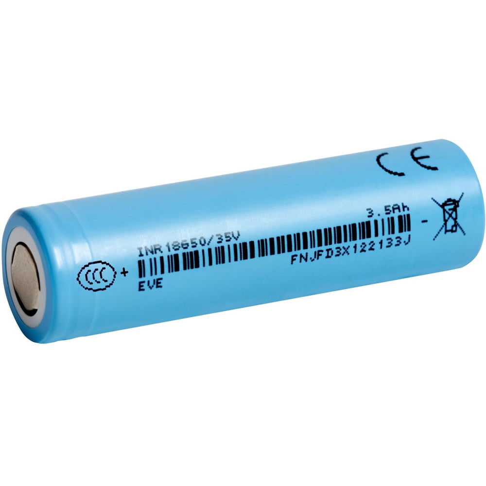 Изображение товара Аккумулятор EVE 18650 3500 мАч INR18650/35V  Energy 3.65 В, Li-Ion высокотоковый с плоским электродом, 2 штуки 6780421
