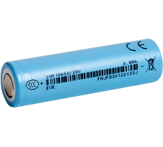 Изображение товара Аккумулятор EVE 18650 3500 мАч INR18650/35V  Energy 3.65 В, Li-Ion высокотоковый с плоским электродом, 2 штуки 6780421