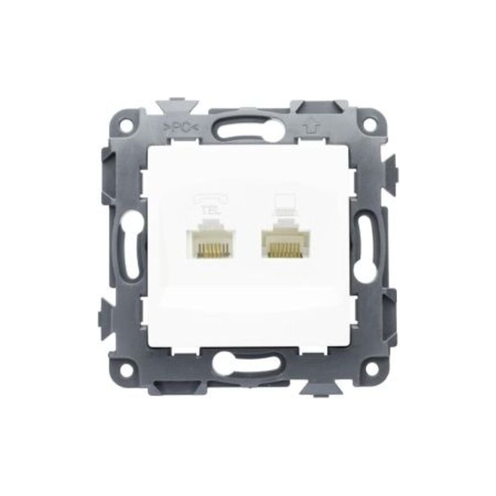 Изображение товара Механизм розетки ЕТР RJ 11 и RJ 45 серия Contact белый 10 шт