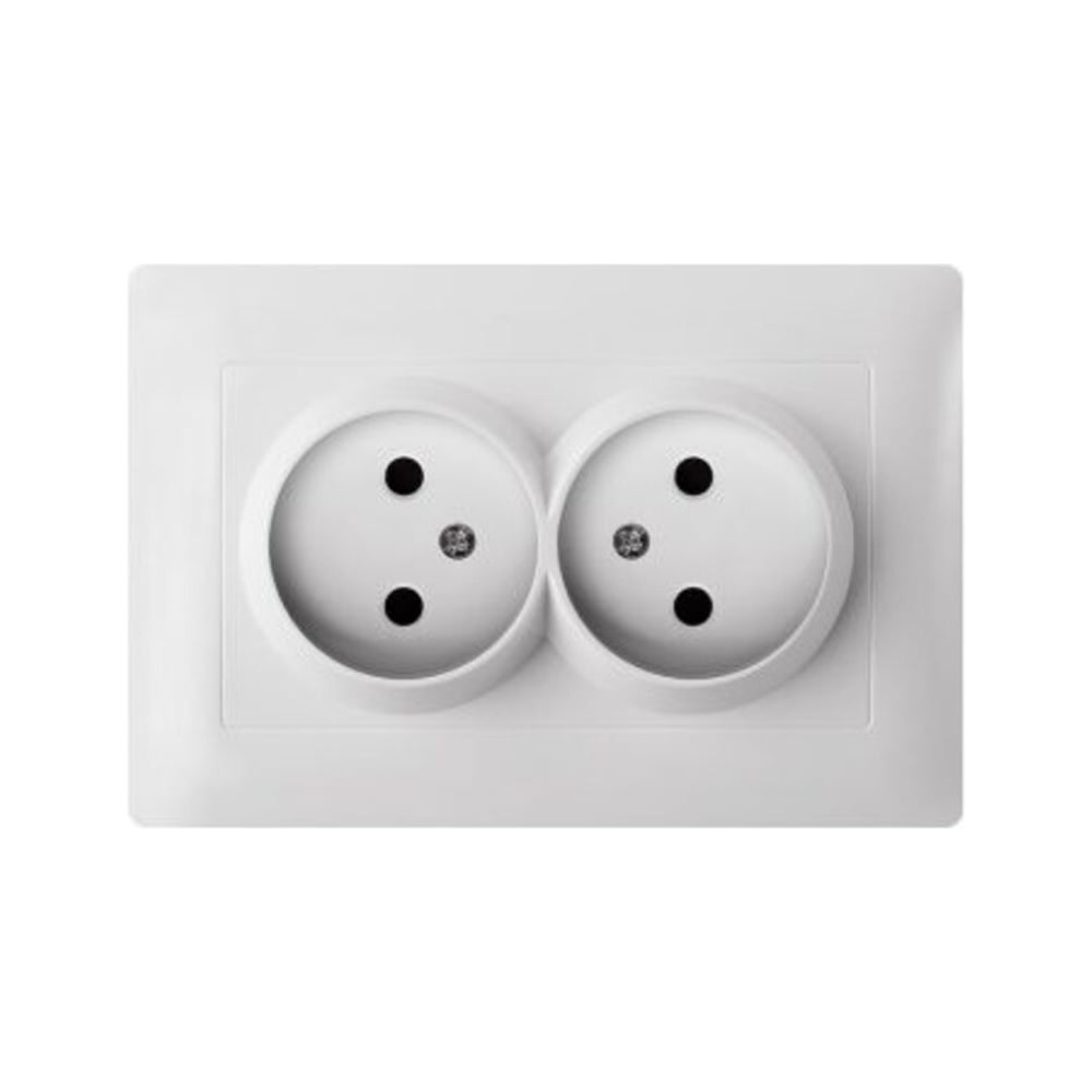 Изображение товара Розетка двухместная ЕТР Contact без заземления 16A белая 5 шт