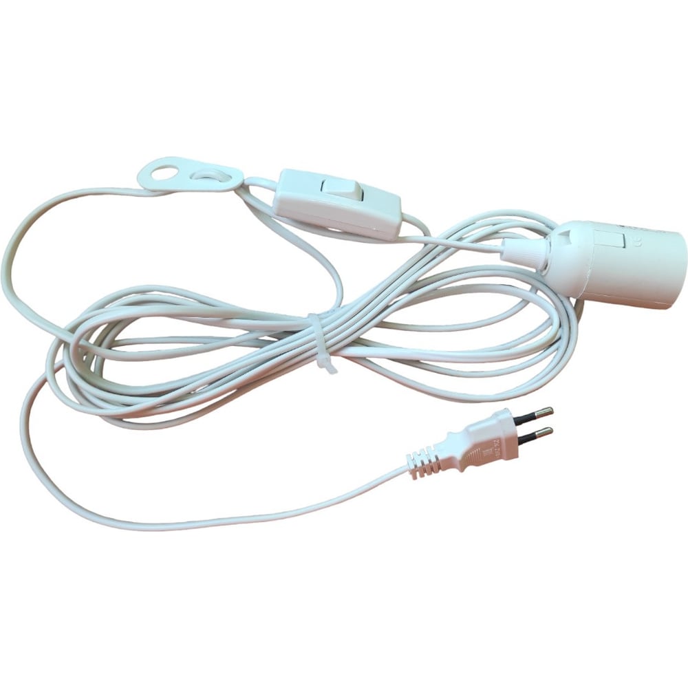 Изображение товара Подвесной патрон E27 белый с выключателем и вилкой для люстр и светильников