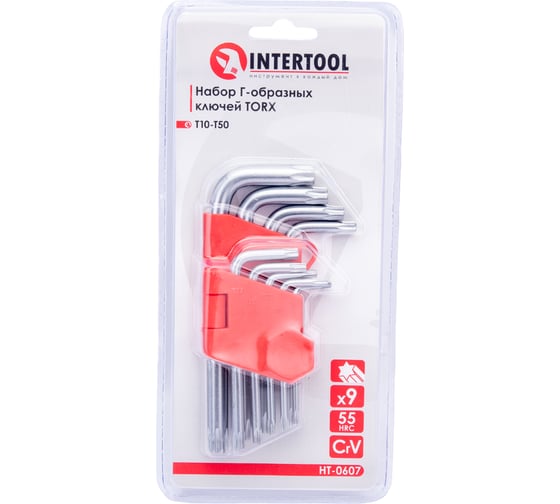 Изображение товара Набор Г-образных ключей INTERTOOL TORX 9шт, Т10-Т50, Cr-V, Small HT-0607
