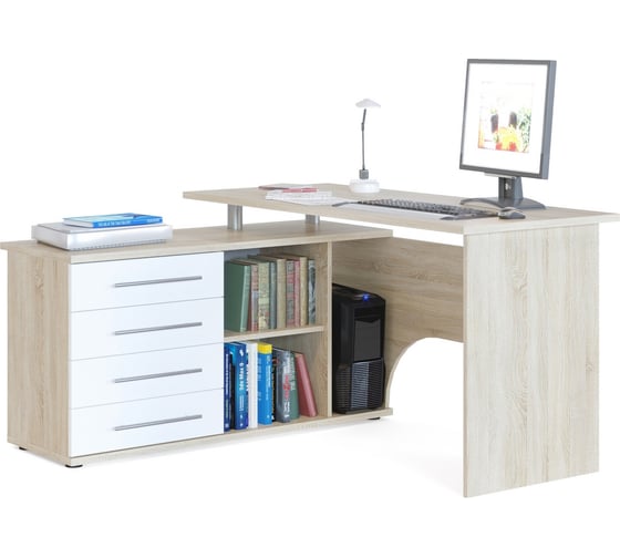 Изображение товара Компьютерный стол СОКОЛ левый дуб сонома/белый КСТ-109Л КСТ109ЛС5б
