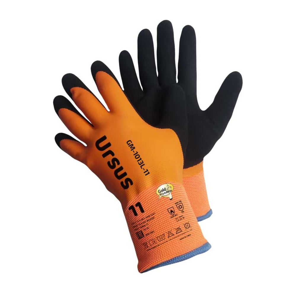 Изображение товара Теплые зимние перчатки Gold Manibus Ursus акрил латекс полиэстер оранжевый 2XL GM-1013L-11