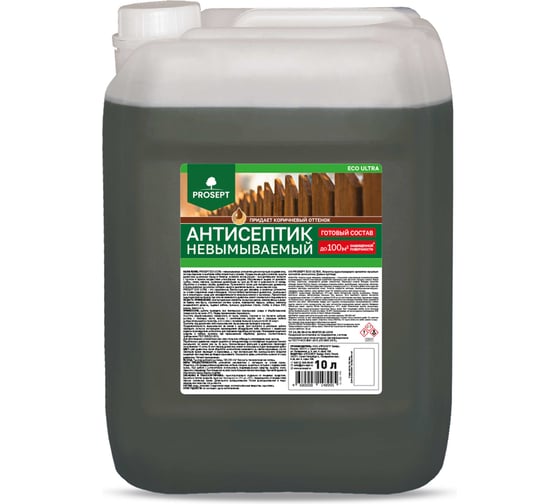 Изображение товара Антисептик PROSEPT ECO ULTRA невымываемый, коричневый, готовый состав, 10 л 062-10
