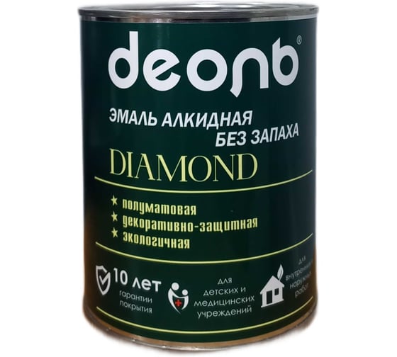 Изображение товара Алкидная эмаль Деоль без запаха Diamond RAL9016 белая 0,75л полуматовая 33498