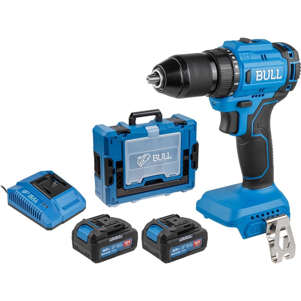 Изображение товара Аккумуляторная дрель-шуруповерт BULL SR 1803 Xcase XLTpro бесщеточная 2x4 Ач 18 В