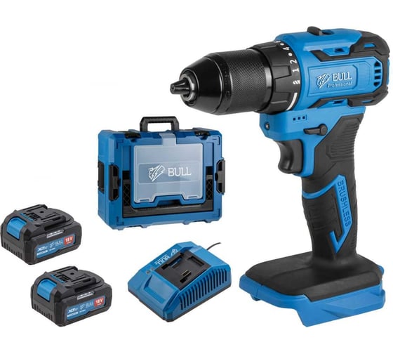 Изображение товара Аккумуляторная дрель-шуруповерт BULL SR 1804 R-series Xcase XLTpro бесщеточная, Импульс, 18 В, 50 Н*м, 2х4 А*ч ЦЗ-0000991848