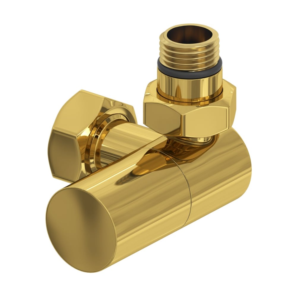 Изображение товара Вентиль 3D правый цилиндр G 1/2 НР х G 3/4 НГ нержавеющая сталь золото