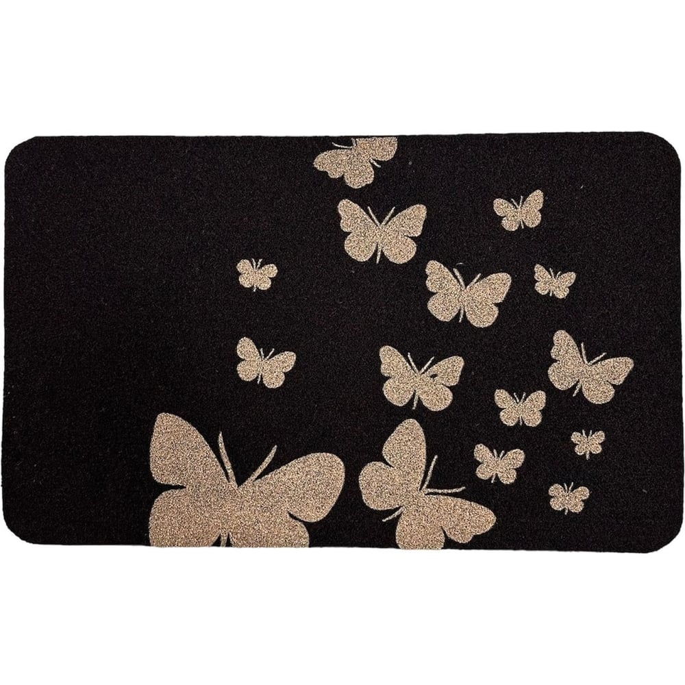 Изображение товара Коврик влаговпитывающий ComeForte «ВЕЛЮР» БАБОЧКИ 60x90см Черный TCLR/W-1807