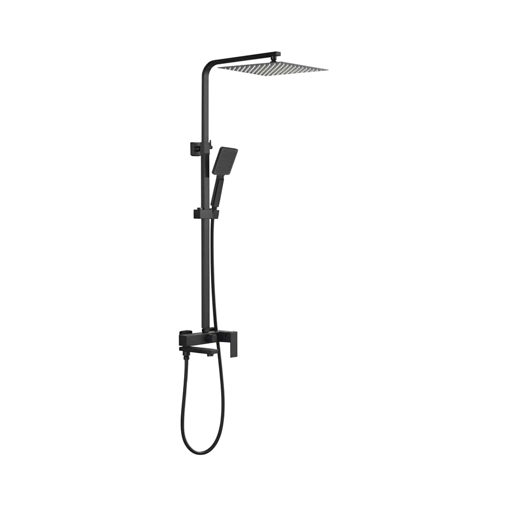 Изображение товара Душевая система FRAP с поворотным изливом, верхним душем и лейкой, черная