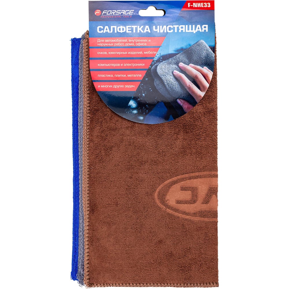 Изображение товара Микрофибровые салфетки Forsage 30х30 см 3 шт универсальные для уборки