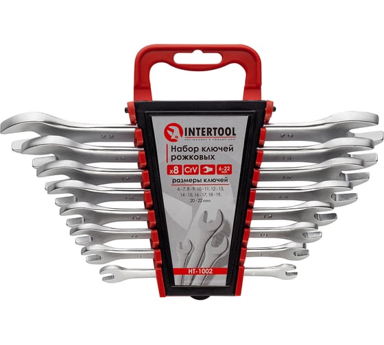Изображение товара Набор ключей рожковых INTERTOOL 8шт., 6-22мм, Cr-V HT-1002