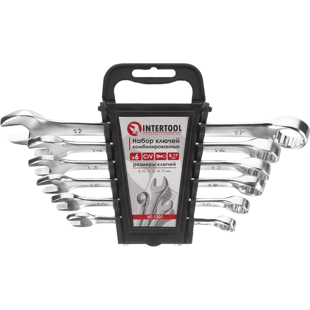 Изображение товара Набор ключей комбинированных INTERTOOL 6шт., 8-17мм, Cr-V HT-1201