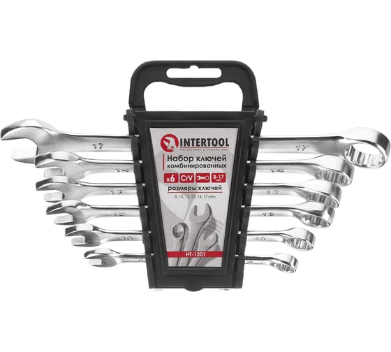Изображение товара Набор ключей комбинированных INTERTOOL 6шт., 8-17мм, Cr-V HT-1201