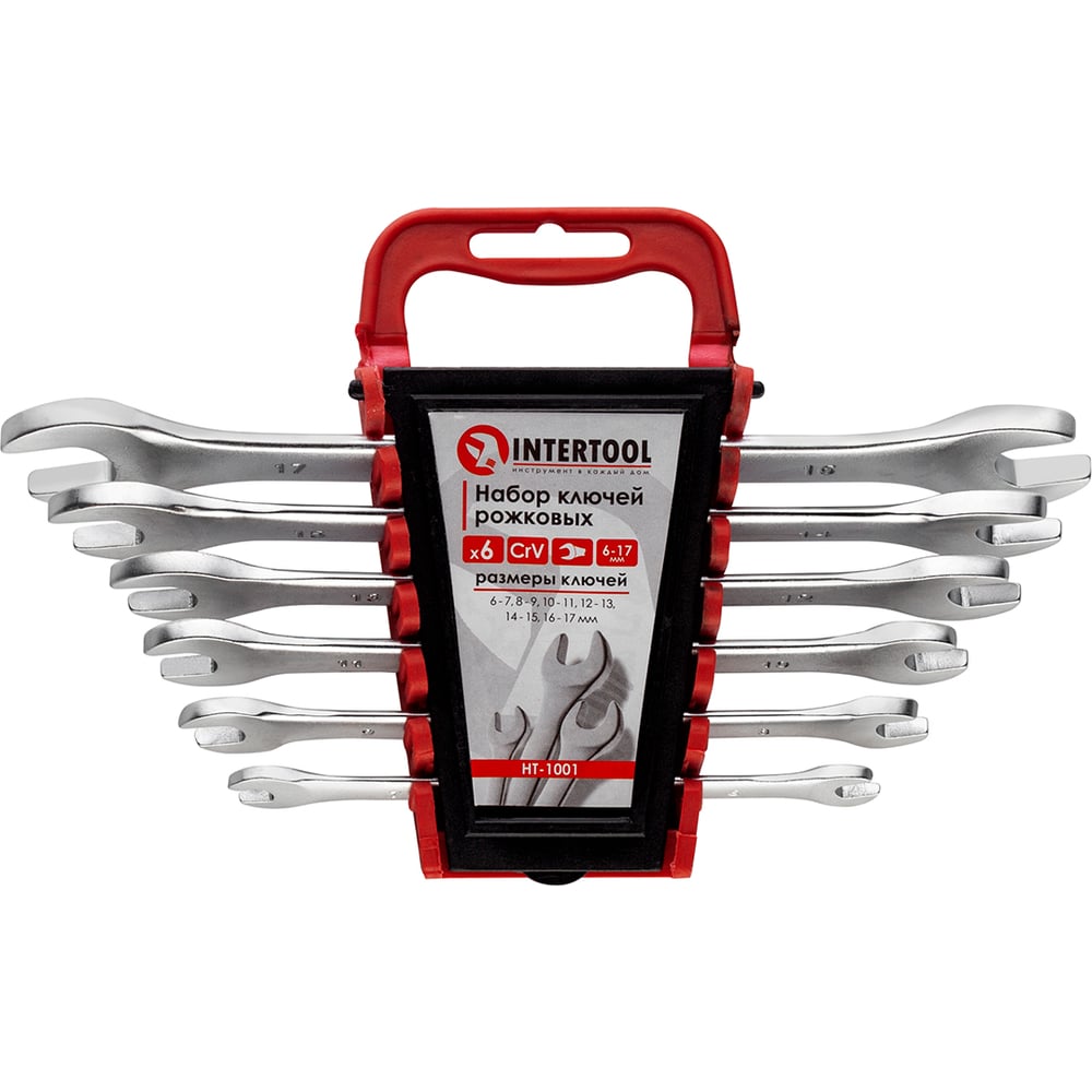 Изображение товара Набор рожковых ключей INTERTOOL 6 шт. 6-17 мм Cr-V HT-1001