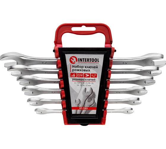 Изображение товара Набор ключей рожковых INTERTOOL 6шт., 6-17мм, Cr-V HT-1001