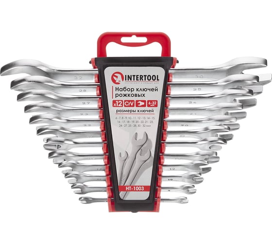 Изображение товара Набор ключей рожковых INTERTOOL 12шт., 6-32мм, Cr-V HT-1003