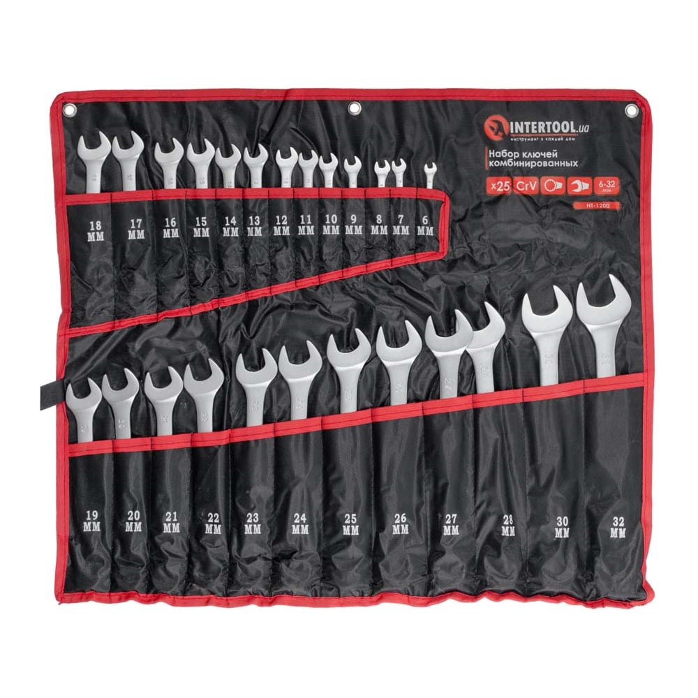 Изображение товара Набор ключей комбинированных INTERTOOL 25 шт 6-32 мм Cr-V чехол HT-1200