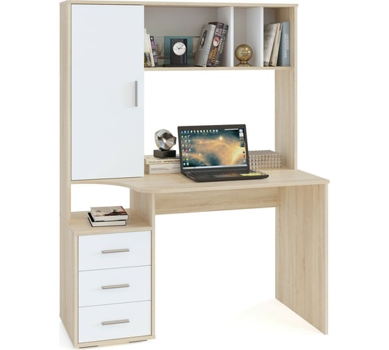 Изображение товара Компьютерный стол СОКОЛ дуб сонома/белый КСТ-16 КСТ16С5б6
